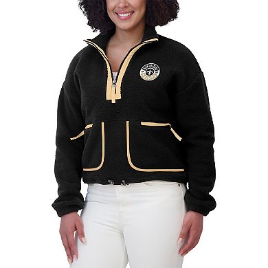 Women's WEAR by Erin Andrews Black New Orleans Saints Polar Fleece Half-Zip Jacket