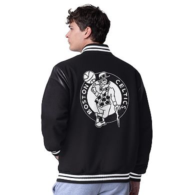 Men's G-III Sports by Carl Banks Black Boston Celtics Clutch Hitter Full-Snap Varsity Jacket