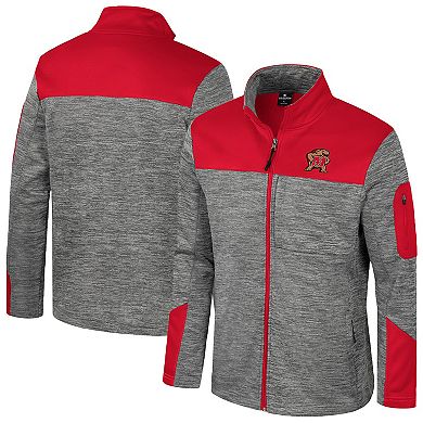 Men's Colosseum Gray/Red Maryland Terrapins Guard Full-Zip Jacket