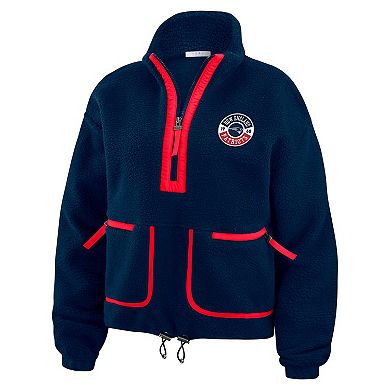 Women's WEAR by Erin Andrews Navy New England Patriots Polar Fleece Half-Zip Jacket