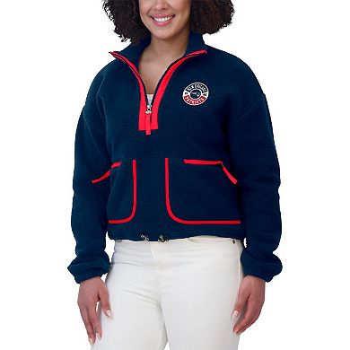 Women's WEAR by Erin Andrews Navy New England Patriots Polar Fleece Half-Zip Jacket