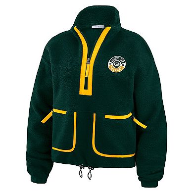 Women's WEAR by Erin Andrews Green Green Bay Packers Polar Fleece Half-Zip Jacket