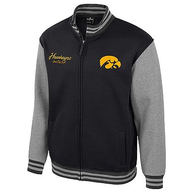Men's Colosseum Black Iowa Hawkeyes Ambi-Turner Full-Zip Varsity Jacket