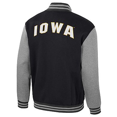 Men's Colosseum Black Iowa Hawkeyes Ambi-Turner Full-Zip Varsity Jacket