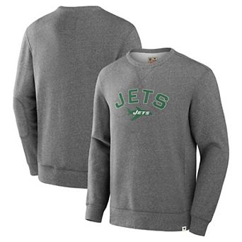 Men's Fanatics Heather Gray New York Jets Loop Terry Pullover Sweatshirt