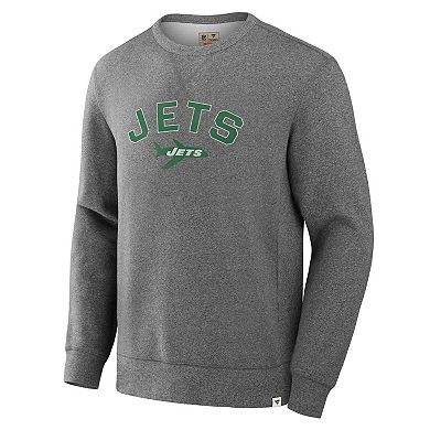 Men's Fanatics Heather Gray New York Jets Loop Terry Pullover Sweatshirt