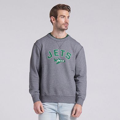Men's Fanatics Heather Gray New York Jets Loop Terry Pullover Sweatshirt