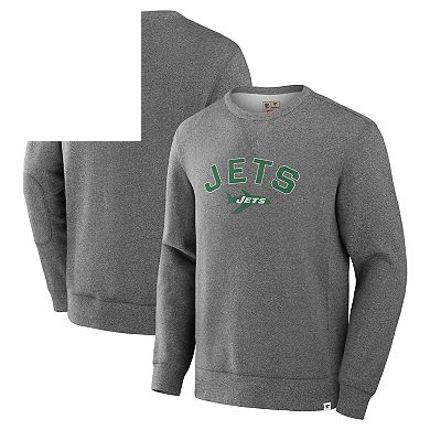 Men's Fanatics Heather Gray New York Jets Loop Terry Pullover Sweatshirt