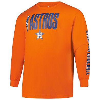 Men's Profile Orange Houston Astros Big & Tall Two-Hit Long Sleeve T-Shirt
