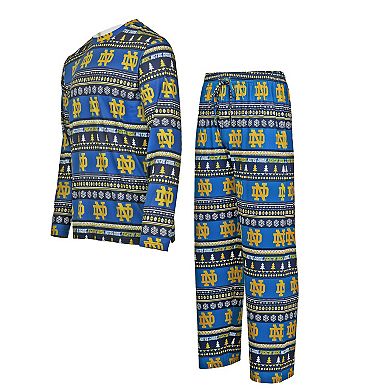 Men's Concepts Sport Navy Notre Dame Fighting Irish Swivel Long Sleeve T-Shirt & Pants Sleep Set