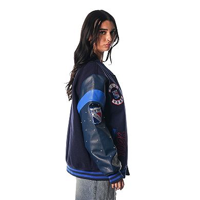 Women's The Wild Collective Blue New York Rangers Full-Snap Varsity Jacket