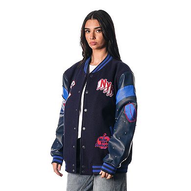 Women's The Wild Collective Blue New York Rangers Full-Snap Varsity Jacket