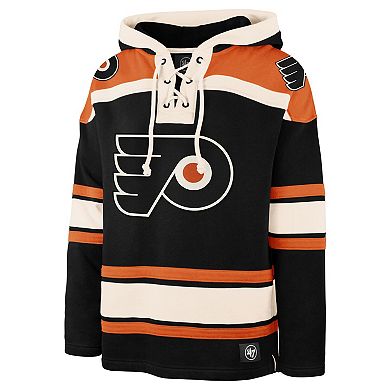 Men's '47 Black Philadelphia Flyers Big & Tall Superior Lacer Fleece Pullover Hoodie