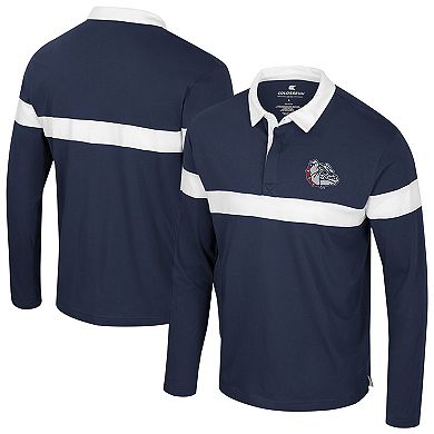 Men's Colosseum Navy Gonzaga Bulldogs Too Cool For School Long Sleeve Polo