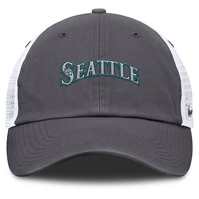 Men's Nike Gray Seattle Mariners Wordmark Club Adjustable Trucker Hat