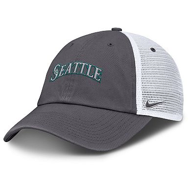 Men's Nike Gray Seattle Mariners Wordmark Club Adjustable Trucker Hat