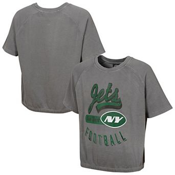 Women's Gray New York Jets Mineral Wash Short Sleeve Top