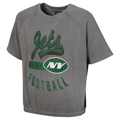 Women's Gray New York Jets Mineral Wash Short Sleeve Top
