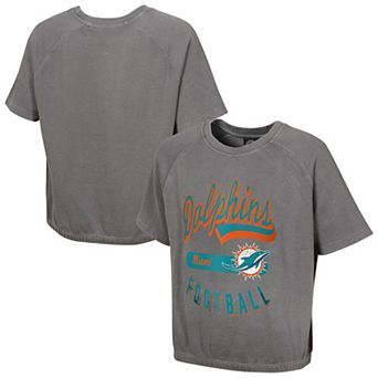 Women's Gray Miami Dolphins Mineral Wash Short Sleeve Top