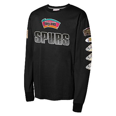 Youth Mitchell & Ness Black San Antonio Spurs Hardwood Classics All Over Long Sleeve T-Shirt