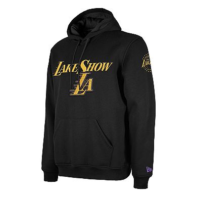 Men's New Era Black Los Angeles Lakers 2024/25 City Edition Chenille Heavyweight Pullover Hoodie