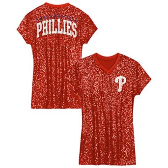 Girls Preschool Red Philadelphia Phillies Sequin V-Neck Dress