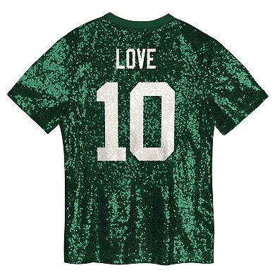 Girls Youth Jordan Love Green Green Bay Packers Sequin V-Neck Fashion Jersey
