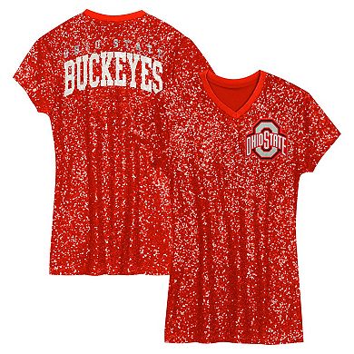 Preschool Scarlet Ohio State Buckeyes Sequin V-Neck Dress