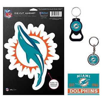 WinCraft Miami Dolphins 4-Pack Key Rings and Magnets Set