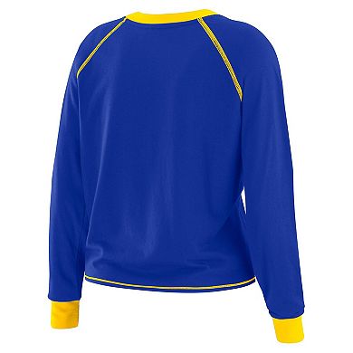 Women's WEAR by Erin Andrews Royal/Gold Los Angeles Rams Tie-Front Long Sleeve Top
