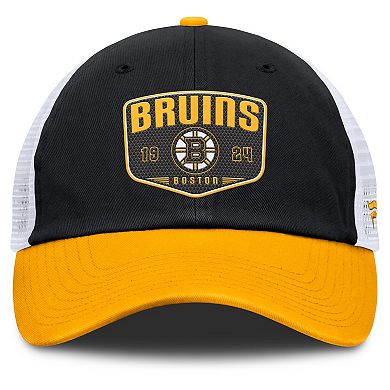 Men's Fanatics Black Boston Bruins Fundamental One-Time Trucker Adjustable Hat
