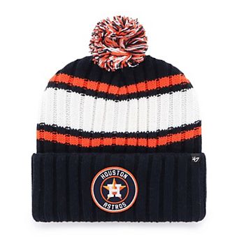 Men's '47 Navy Houston Astros Plateau Cuffed Knit Hat with Pom