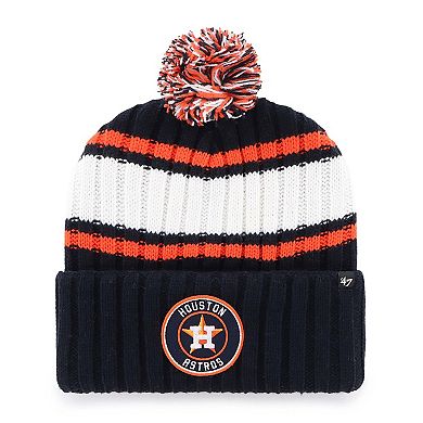 Men's '47 Navy Houston Astros Plateau Cuffed Knit Hat with Pom