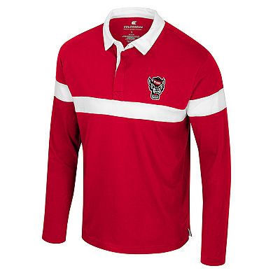 Men's Colosseum Red NC State Wolfpack Too Cool For School Long Sleeve Polo