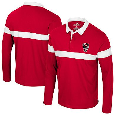 Men's Colosseum Red NC State Wolfpack Too Cool For School Long Sleeve Polo