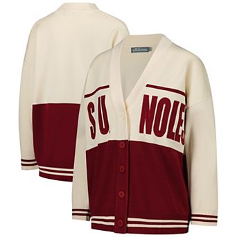 Women's Gameday Social Garnet/Cream Florida State Seminoles Woven Carley Retro Button-Up Cardigan