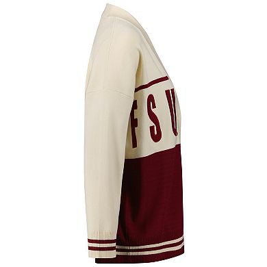 Women's Gameday Social Garnet/Cream Florida State Seminoles Woven Carley Retro Button-Up Cardigan