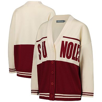 Women's Gameday Social Garnet/Cream Florida State Seminoles Woven Carley Retro Button-Up Cardigan