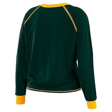 Women's WEAR by Erin Andrews Green/Gold Green Bay Packers Plus Size Tie-Front Long Sleeve Top