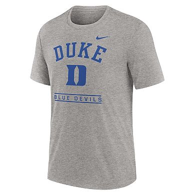 Men's Nike Heather Gray Duke Blue Devils Arch Over Logo Tri-Blend T-Shirt