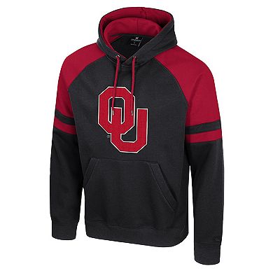 Men's Colosseum Black Oklahoma Sooners Todd Raglan Pullover Hoodie