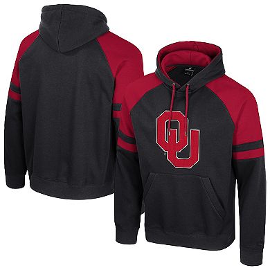 Men's Colosseum Black Oklahoma Sooners Todd Raglan Pullover Hoodie