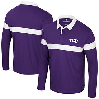 Men's Colosseum Purple TCU Horned Frogs Too Cool For School Long Sleeve Polo