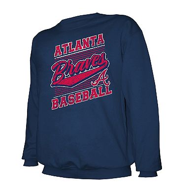 Men's Stitches Navy Atlanta Braves Pullover Sweatshirt