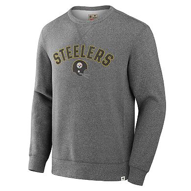 Men's Fanatics Heather Gray Pittsburgh Steelers Loop Terry Pullover Sweatshirt