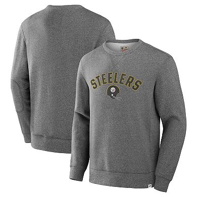 Men's Fanatics Heather Gray Pittsburgh Steelers Loop Terry Pullover Sweatshirt