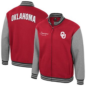 Men's Colosseum Crimson Oklahoma Sooners Ambi-Turner Full-Zip Varsity Jacket