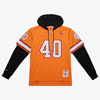 Men's Mitchell & Ness Mike Alstott Orange Tampa Bay Buccaneers Player Name & Number Hoodie Legacy Jersey