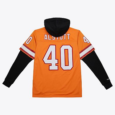 Men's Mitchell & Ness Mike Alstott Orange Tampa Bay Buccaneers Player Name & Number Hoodie Legacy Jersey
