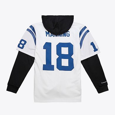 Men's Mitchell & Ness Peyton Manning White Indianapolis Colts Player Name & Number Hoodie Legacy Jersey
